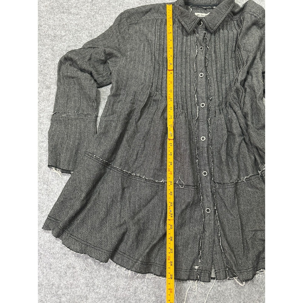 Free People We The Free Tunic Top Womens Small Black Herringbone Edge Detailing - Picture 6 of 8
